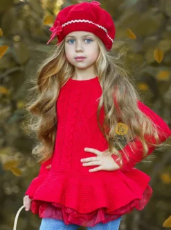 Cute As Pie Cherry Cable Knit Tutu Sweater 5 Cute As Pie Cherry Cable Knit Tutu Sweater -Kid's Apparel Sales girls fall cable knit peplum tutu sweater red 2t3t 20 39 99 40 59 2161 4t5y casual tops mia belle baby 659