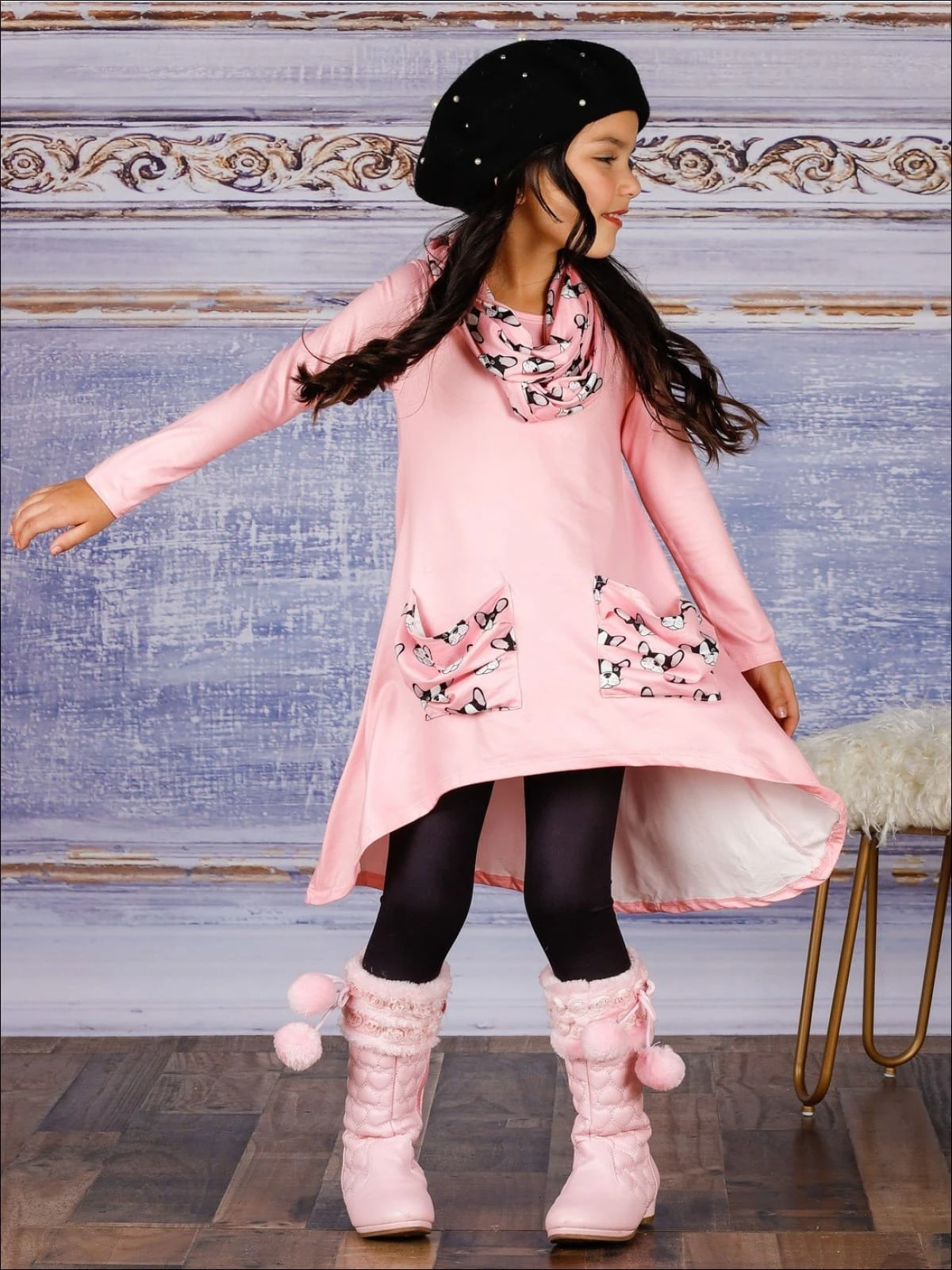 Furry Friends Slouch Pocket Tunic, Scarf & Legging Set 3 Furry Friends Slouch Pocket Tunic, Scarf & Legging Set - Image 3