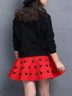 Lil' Miss Maven Sweater & Cut-Out Heart Skirt Set -Kid's Apparel Sales girls mouse bow print top a line skirt set 20 39 99 40 59 10y12y 6x6y back to school fall casual mia belle overseas fulfillment baby 291