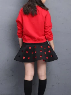 Lil' Miss Maven Sweater & Cut-Out Heart Skirt Set -Kid's Apparel Sales girls mouse bow print top a line skirt set 20 39 99 40 59 10y12y 6x6y back to school fall casual mia belle overseas fulfillment baby 791