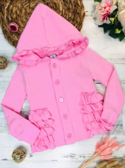 Pink Passion Hoodie Cardigan -Kid's Apparel Sales girls pink or red button down hooded cardigan with side ruffles 20 39 99 40 59 10y12y 2t3t 4t5y sweater mia belle baby 596 6481c2d2 85bc 4b58 86a4 78e51c5926ec