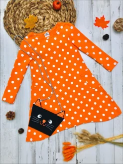 Precious Polka Dot Pocket Dress & Purse Set 17 Precious Polka Dot Pocket Dress & Purse Set -Kid's Apparel Sales girls polka dot long sleeve side pocket dress with matching cross body purse orange 3t 19 99 and under 20 39 40 59 10y12y 2t3t halloween mia belle baby 404