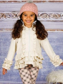 Cute N Cozy Ruffled Hoodie Jacket -Kid's Apparel Sales girls ruffled hooded cardigan with zipper 20 39 99 40 59 2t3t 4t5y 6x6y sweater mia belle baby 886