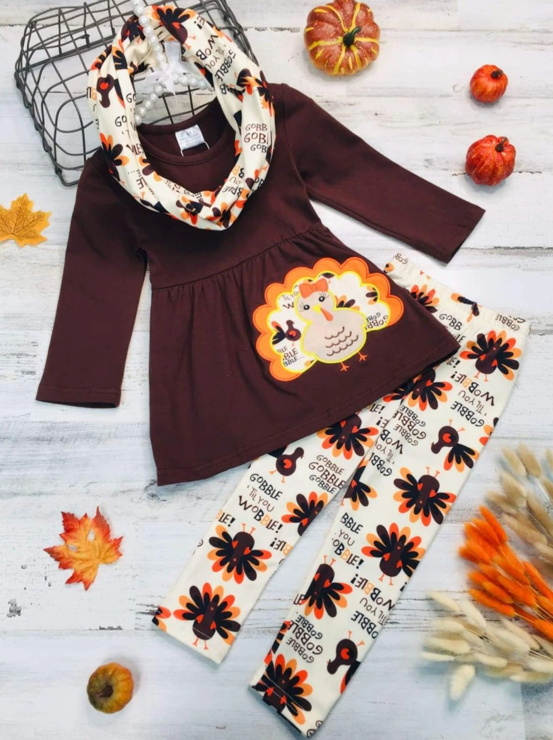 Gobble 'Til You Wobble Tunic, Legging & Scarf Set 2 Gobble 'Til You Wobble Tunic, Legging & Scarf Set - Image 2