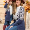 Mommy & Me Oversized Leopard Colorblock Cardigans