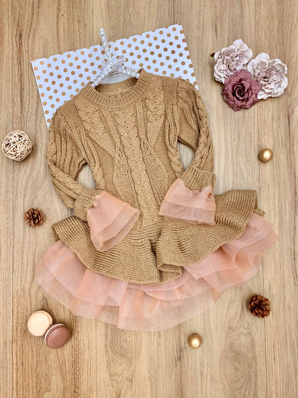Cute As Pie Autumn Cable Knit Tutu Sweater 3 Cute As Pie Autumn Cable Knit Tutu Sweater - Image 3