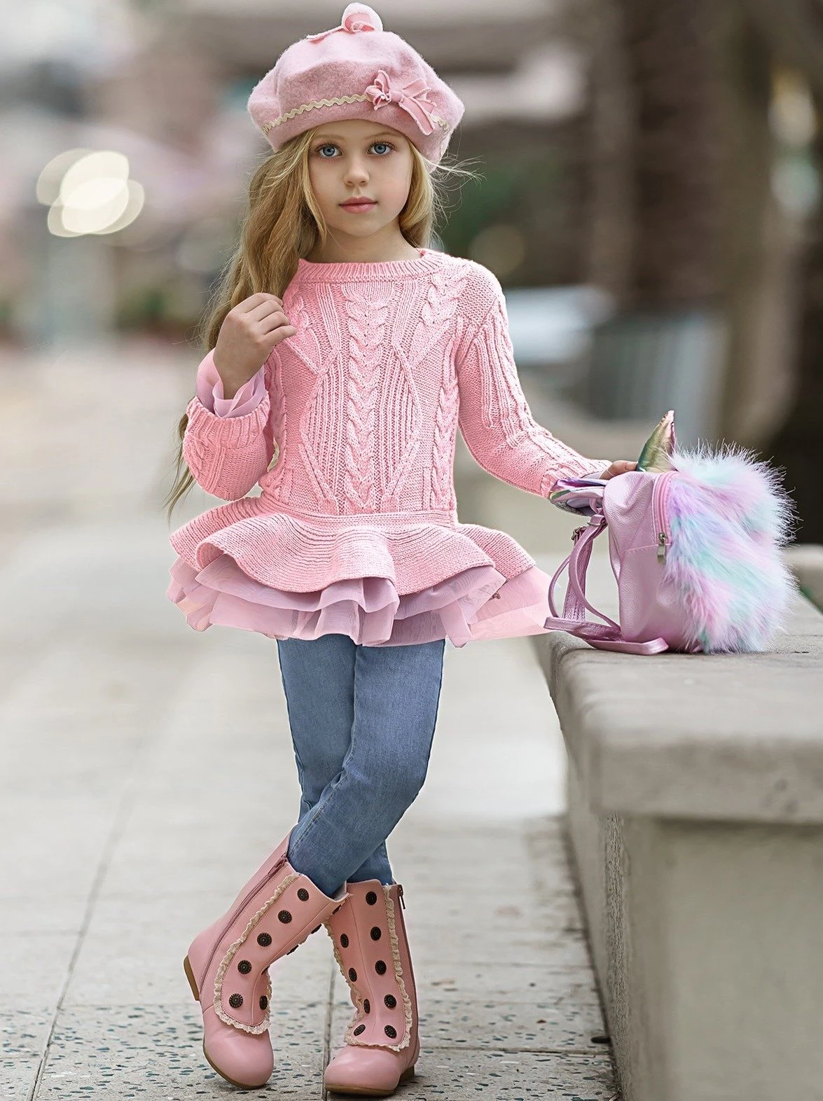 Cute As Pie Pink Cable Knit Tutu Sweater 2 Cute As Pie Pink Cable Knit Tutu Sweater - Image 2