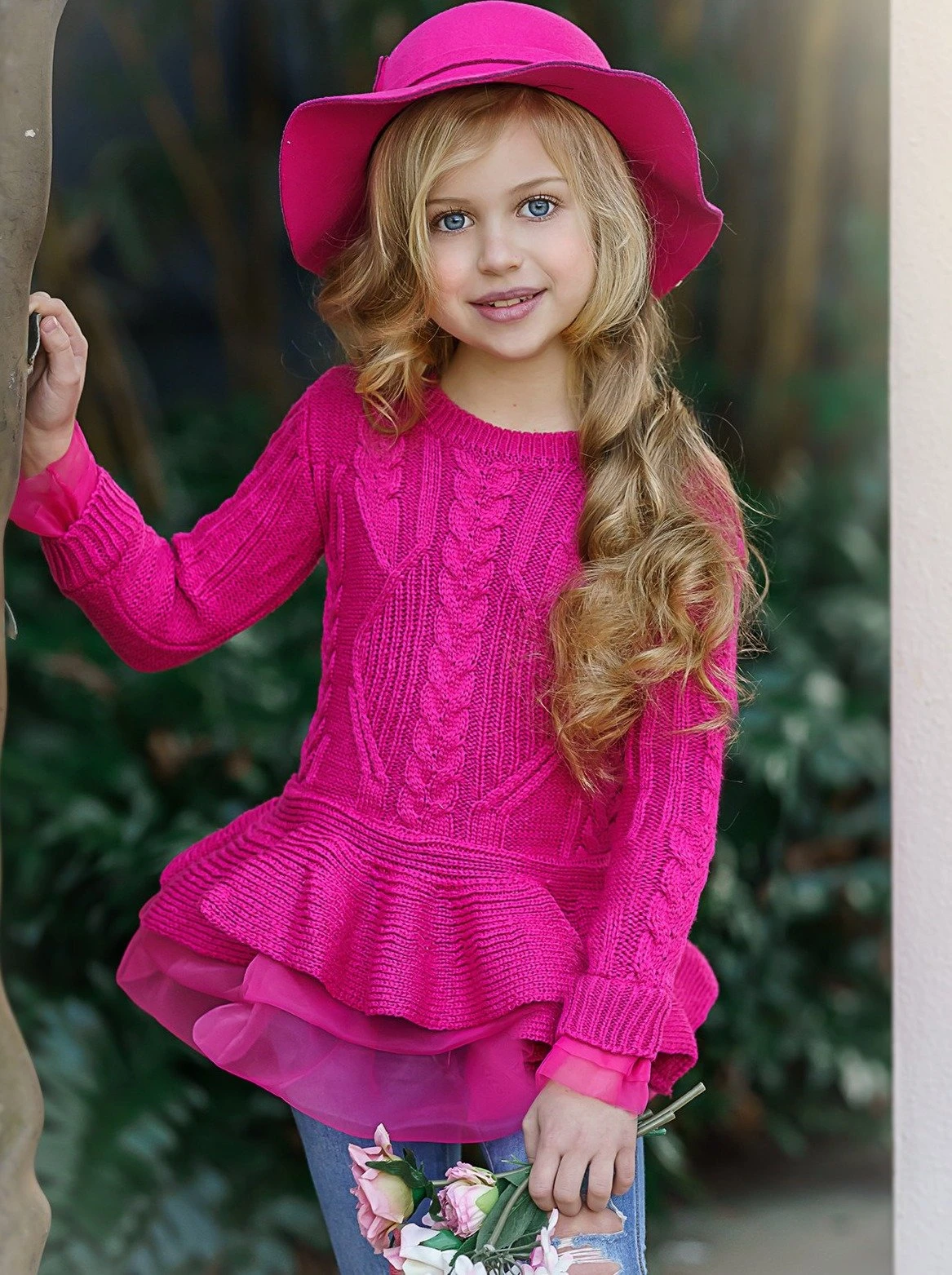 Cute As Pie Hot Pink Cable Knit Tutu Sweater 1 Cute As Pie Hot Pink Cable Knit Tutu Sweater