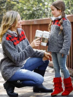 Mommy & Me Fleece Plaid Pullover Sweater 7 Mommy & Me Fleece Plaid Pullover Sweater -Kid's Apparel Sales mommy me fleece quarter zip plaid pullover sweater 20 39 99 40 59 10y12y 2162 2t3t mia belle baby 924