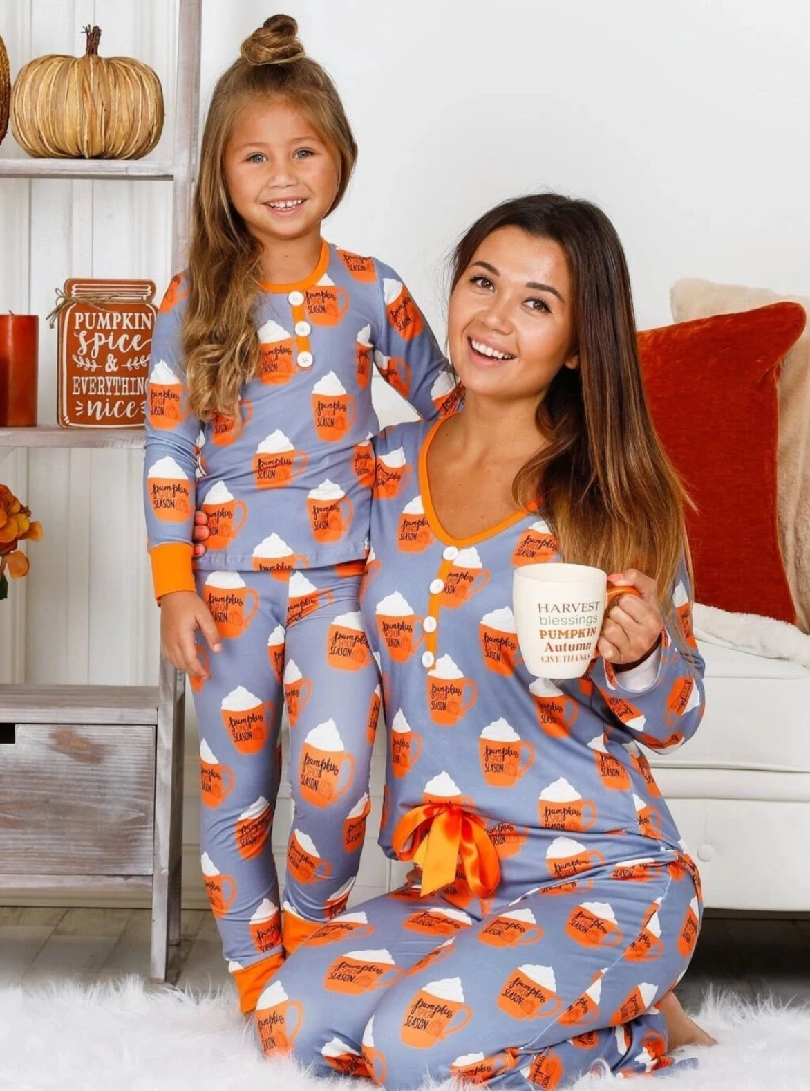 Mommy & Me Pumpkin Spice Season Pajama Set 2 Mommy & Me Pumpkin Spice Season Pajama Set - Image 2