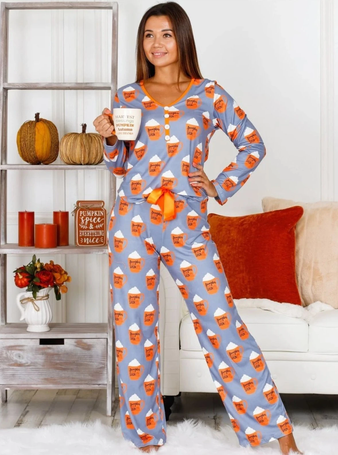 Mommy & Me Pumpkin Spice Season Pajama Set 4 Mommy & Me Pumpkin Spice Season Pajama Set - Image 4