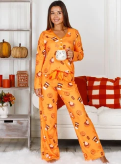 Mommy & Me Pumpkin Treats Pajama Set -Kid's Apparel Sales mommy me long sleeve buttoned pumpkin spice season and fall print pajama set orange xs 20 39 99 40 59 10y12y 2t3t 4t5y mia belle baby 282